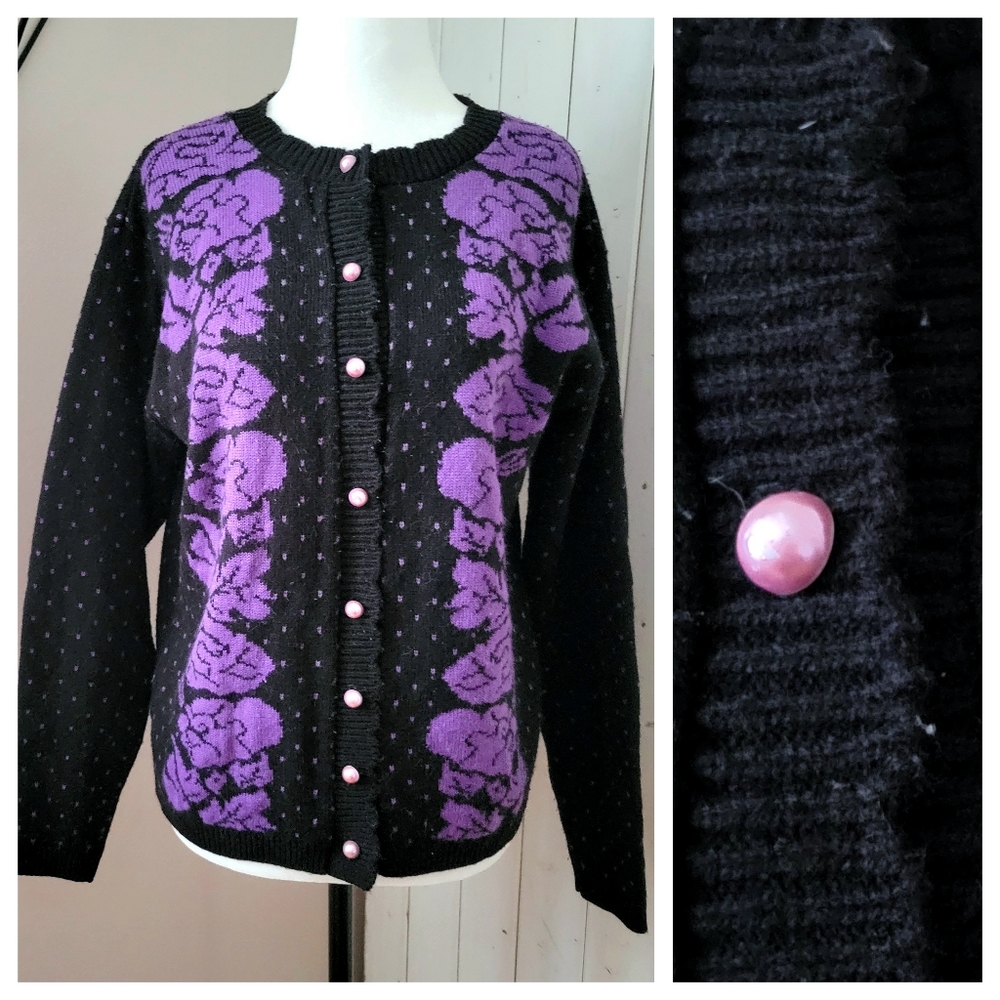 SWEET VINTAGE BUTTON FRONT COLLEGIATE SWEATER med